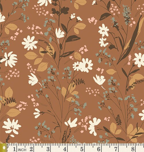 Summer's End Curated Bundle | Blue Brown Peach Floral Fabrics | Various Art Gallery Designers and Collections