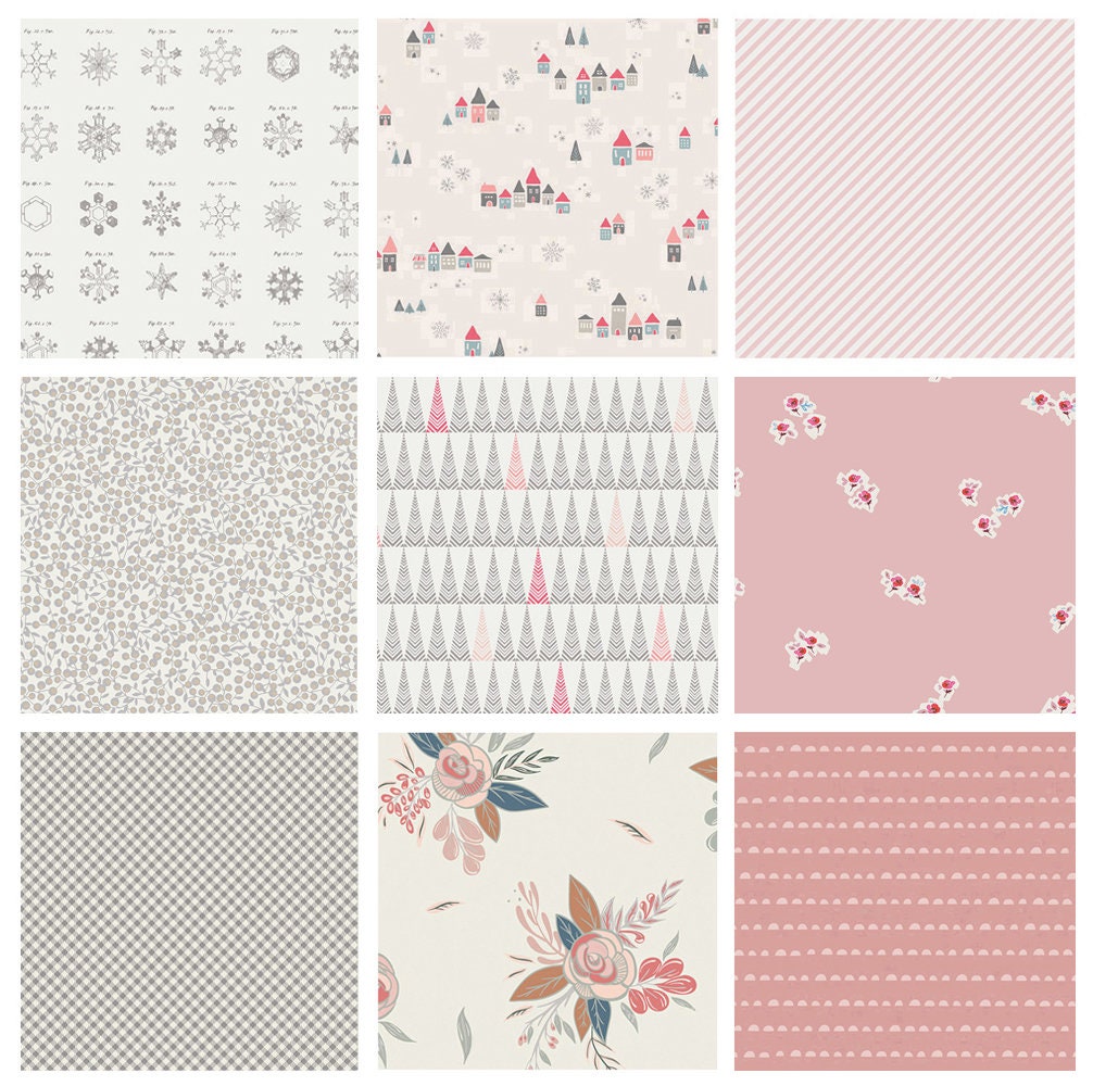 Chill in the Air Curated Bundle | Winter Fabrics in Gray Pink Ivory | Holiday Bundle | Various Art Gallery Designers and Collections