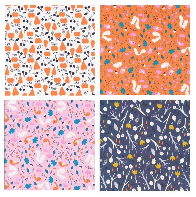 Sweet Autumn Day by Little Cube | Organic Cotton Nursery Bundle | Cloud 9 | 4 Fat Quarters