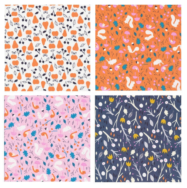 Sweet Autumn Day by Little Cube | Organic Cotton Nursery Bundle | Cloud 9 | 4 Fat Quarters