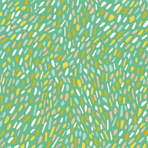 Happy Spots Green | Happy Town | By the 1/2 Yard | Organic Cotton Quilt Fabric for Nursery | Birch Fabrics