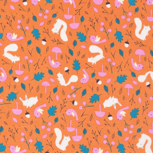 Forest Friends | Sweet Autumn Day | By the 1/2 Yard | Organic Cotton Quilt Fabric for Nursery | Cloud 9 Fabrics