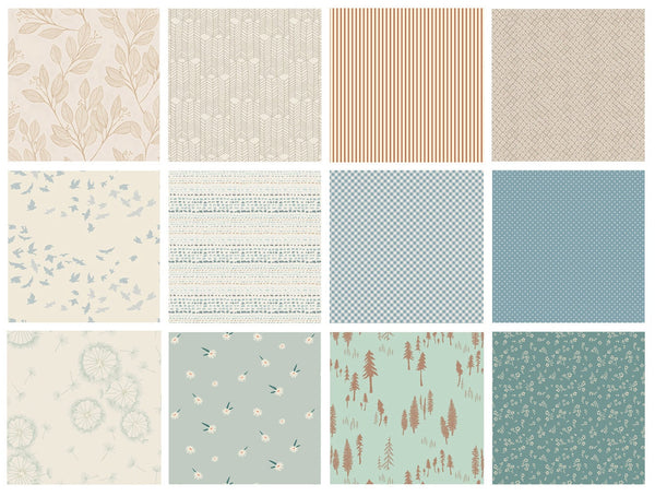Quietly Waiting Custom Bundle | Green Blue Beige Quilt Fabric | Baby Nursery | Soft Spring Colors | Various Art Gallery Fabrics