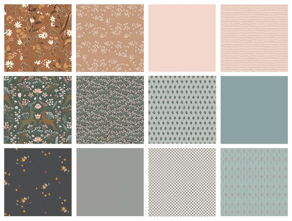 Gentle Rustling Curated Bundle | Green Gray Lilac Woodland Quilt Fabric | Various Art Gallery Designers and Collections