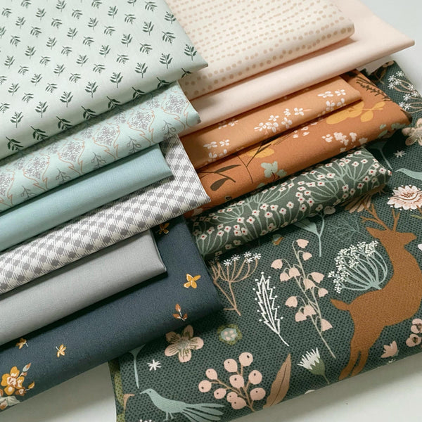 Gentle Rustling Curated Bundle | Green Gray Lilac Woodland Quilt Fabric | Various Art Gallery Designers and Collections