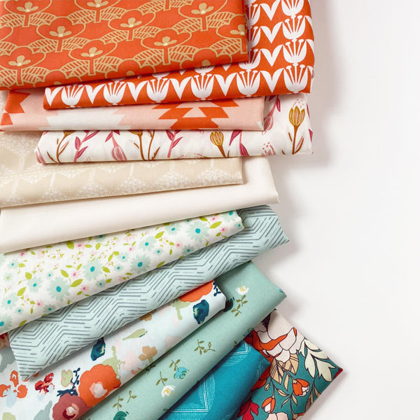 An Alluring Idea Curated Bundle | Teal and Coral Fat Quarters with Flowers | Various AGF Designers and Collections