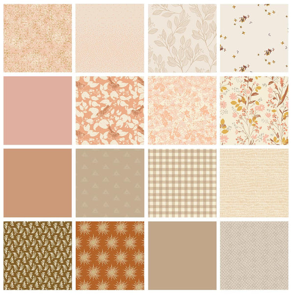 Earthy Delights Curated Quilt Bundle | Neutral Colors | Tan Ivory Peach | Various Art Gallery Fabrics Designers and Collections