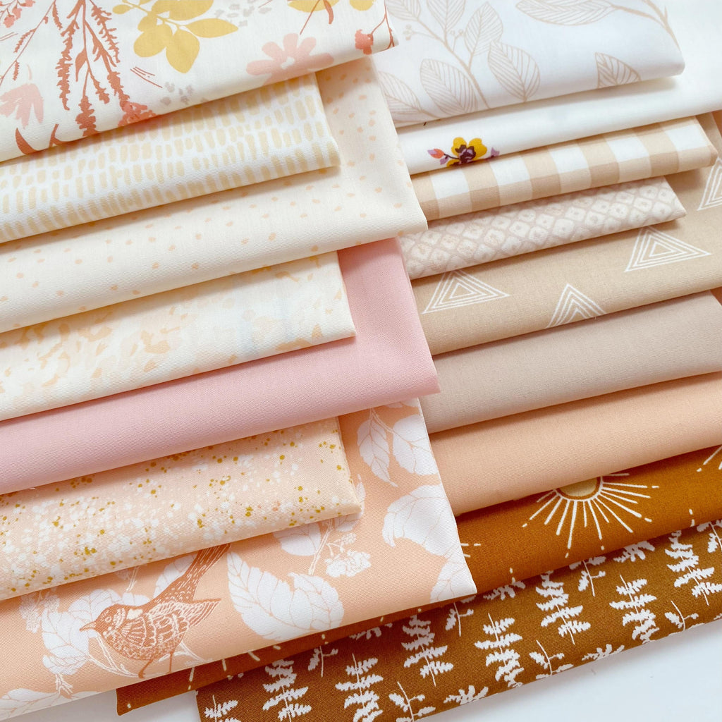 Earthy Delights Curated Quilt Bundle | Neutral Colors | Tan Ivory Peach | Various Art Gallery Fabrics Designers and Collections
