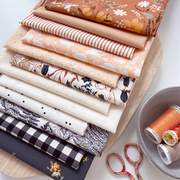 For Simplicity's Sake Curated Bundle | Brown Peach Gray Floral Fabrics | Various Art Gallery Designers and Collections