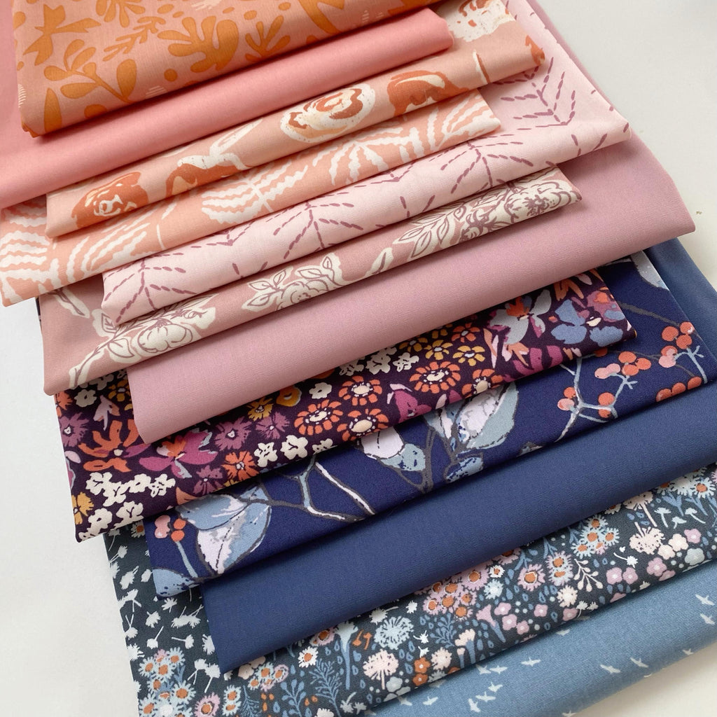 Pure Contentment Curated Bundle | Blue Coral Lavender Floral Fabric | Various Art Gallery Collections and Designers