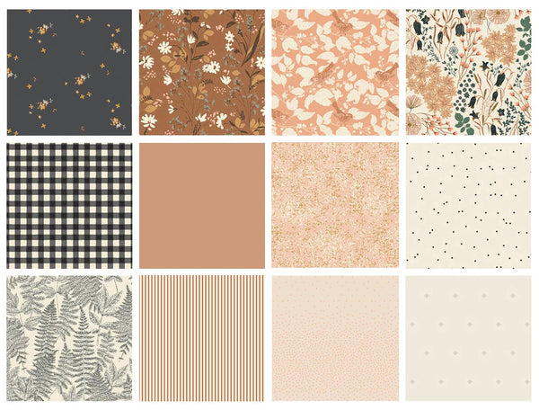 For Simplicity's Sake Curated Bundle | Brown Peach Gray Floral Fabrics | Various Art Gallery Designers and Collections