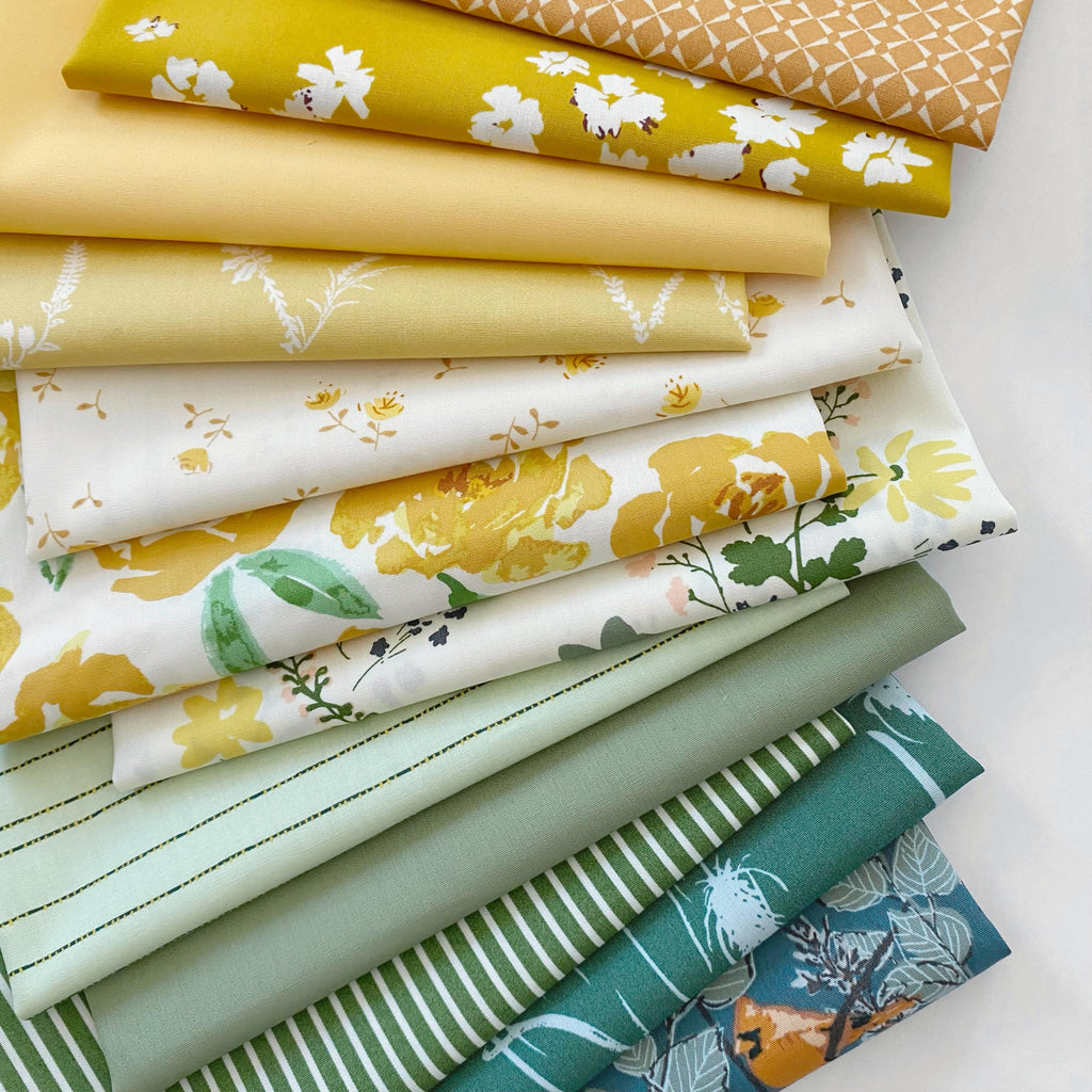 An Afternoon in June Curated Bundle | Green Gold Floral Quilt Bundle | Summer Colors | Various Art Gallery Designers