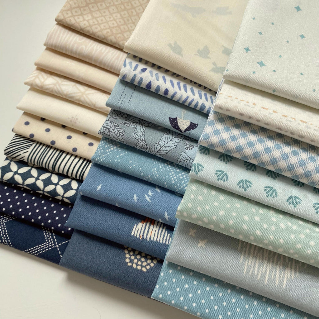 I'm So Blue Curated Bundle | Blue Beige Ivory Fabrics | Various AGF Designers and Collections
