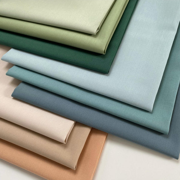 Natural Instincts Curated Bundle | Earth Tones | Blue Green Beige Solid Quilt Fabrics | Various Art Gallery Solid Fabrics