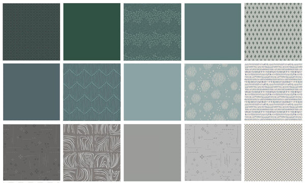 Cool as a Cucumber Curated Bundle | Blue Green Gray Fabrics | Various AGF Designers and Collections