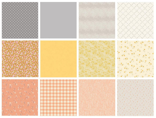 Warm Weather Curated Bundle | Peach Beige Floral Quilt Fabric | Velvet Bookish | Soft Pastel Colors | Various Art Gallery Fabrics