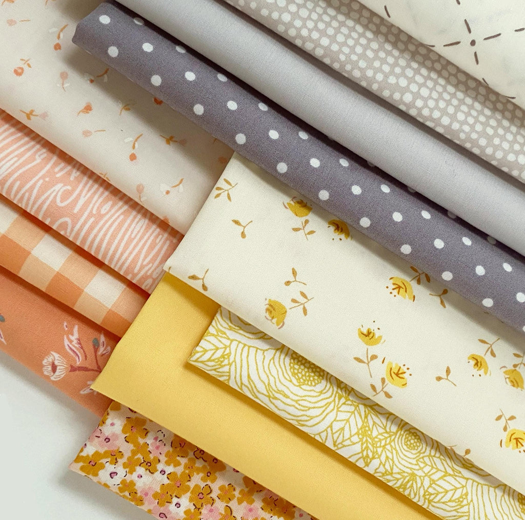 Warm Weather Curated Bundle | Peach Beige Floral Quilt Fabric | Velvet Bookish | Soft Pastel Colors | Various Art Gallery Fabrics