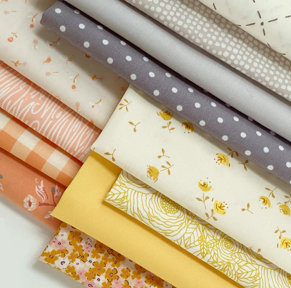 Warm Weather Curated Bundle | Peach Beige Floral Quilt Fabric | Velvet Bookish | Soft Pastel Colors | Various Art Gallery Fabrics