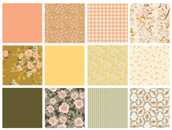 Have a Good Day Curated Bundle | Green Orange Gold Floral Quilt Fabric | Various Art Gallery Fabrics and Designers