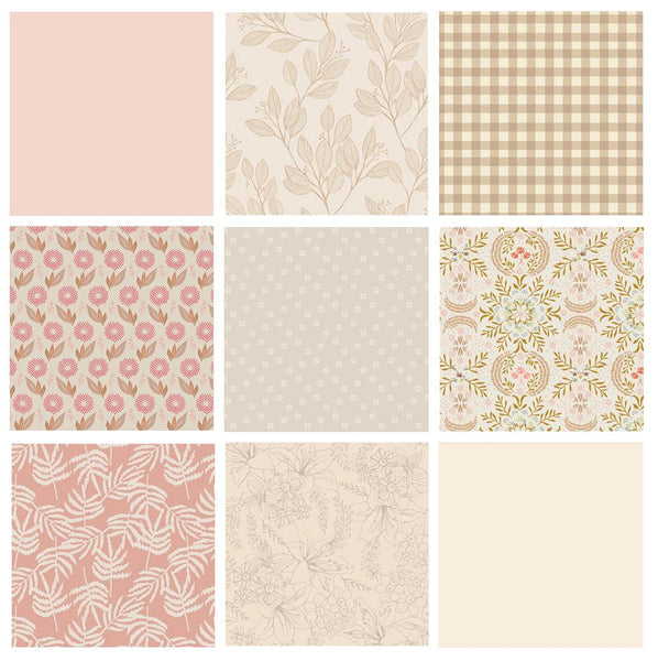 Whispering Field Curated Bundle | Pastel Colors | Tan Cream Pink Floral Quilt Fabrics | Various Art Gallery Fabrics and Designers