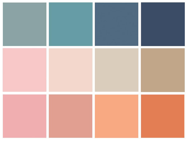 Dusk To Dawn Curated Bundle | Rich Tones | Blue Pink Orange Beige Solid Quilt Fabrics | Various Art Gallery Fabrics
