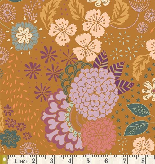 Early Riser Curated Bundle | Gold Peach Floral Quilt Fabrics | Various Art Gallery Fabrics and Designers