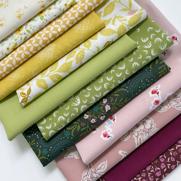 Catching Rays Curated Bundle | Green Yellow Purple Floral Quilt Bundle | Various Art Gallery Designers and Collections