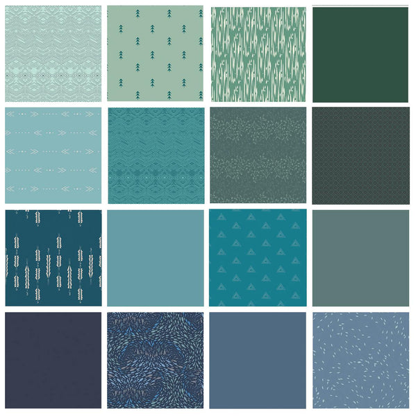 Feeling Blue Curated Bundle | Men's Quilt Fabrics | Blue Green Navy Quilt Fabrics | Serene Colors | Various AGF Prints and Solids