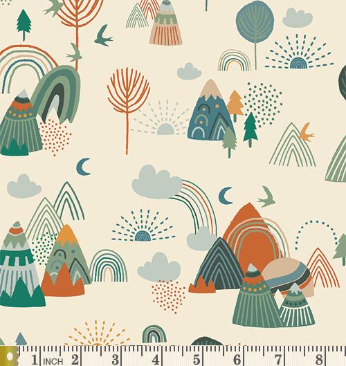Timberline Dawn | Timberline | Jessica Swift | Art Gallery Fabrics | TMB58205 | Trees Mountains | Sold by the 1/2 Yard