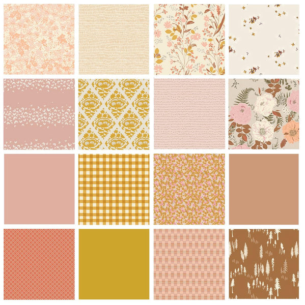A Ray of Optimism Curated Bundle | Pastel Quilt Fabrics | Sienna Yellow Pink Orange | Floral Prints | Various AGF Prints and Solids