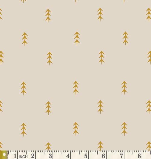 Simple Defoliage Gold | Autumn Vibes | Maureen Cracknell | Art Gallery | ATV-87202 | Quilting Fabric with Gold Trees | Sold by the 1/2 yard