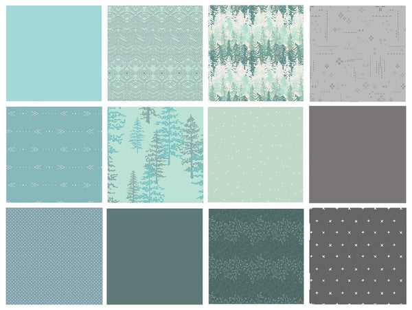 Canyon Fog Curated Bundle | Nightfall | Heartland | Gray Green Blue | Fat Quarters for Men | Trees Forest Hunting | Art Gallery Fabrics