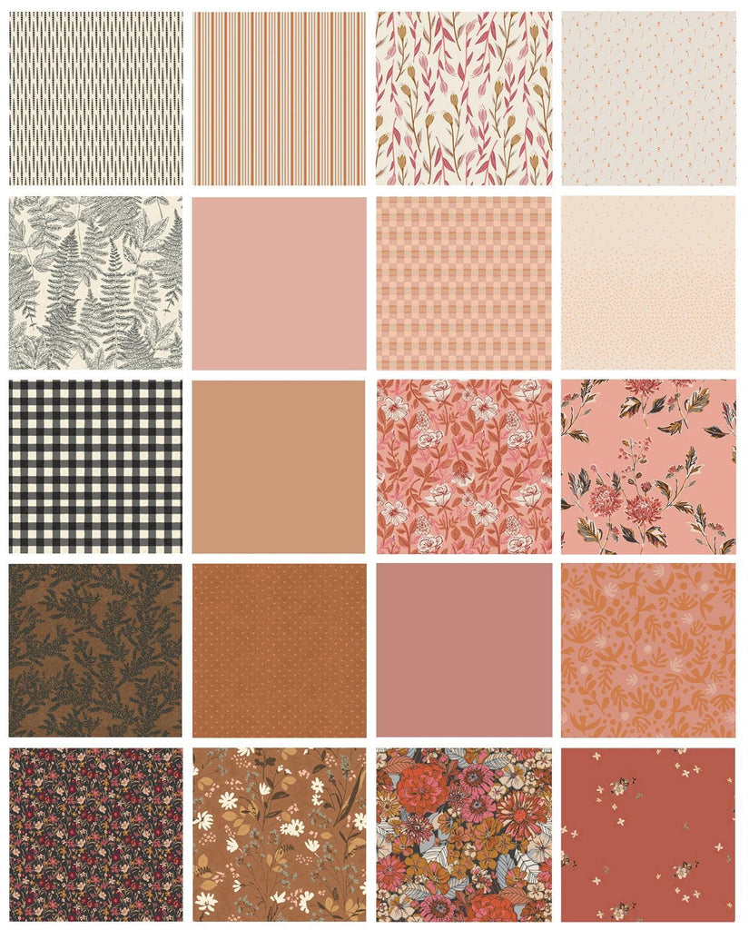 Falling Leaves Curated Bundle | Coral Brown Floral Fabrics | Various AGF Designers and Collections