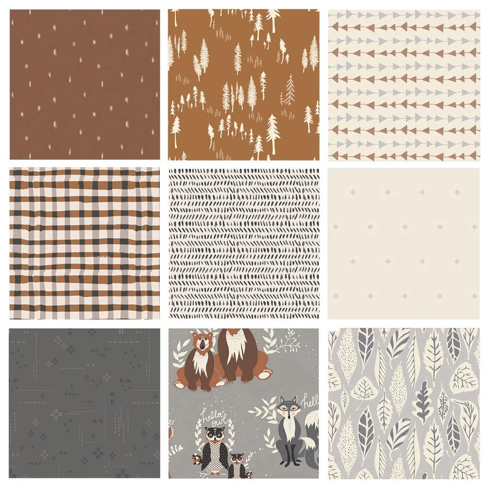 Bedtime Story Curated Bundle | Beige Gray Birch Tree Forest Floral Quilt Fabrics | Various Art Gallery Fabrics and Designers