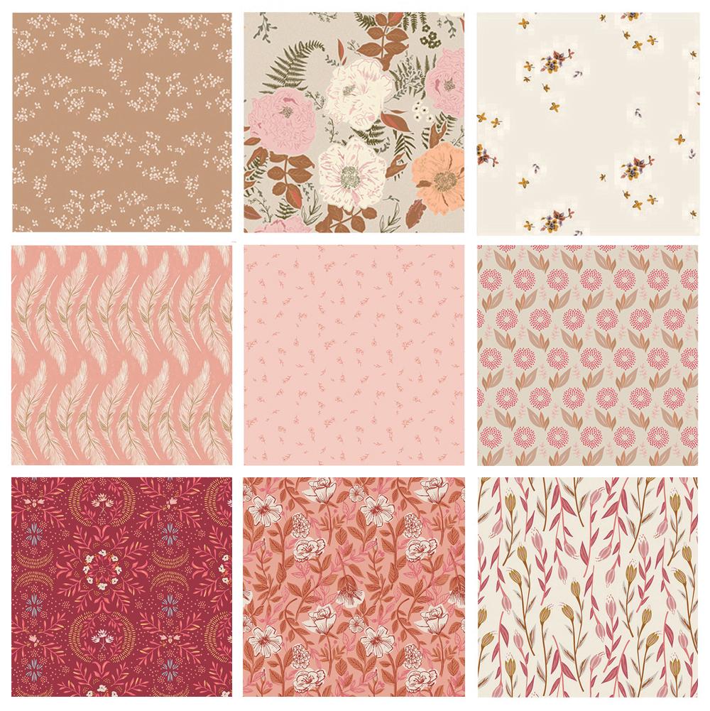 Deeply Felt Curated Bundle | Pink Red Beige Floral | Various Art Gallery Fabrics Designers and Collections