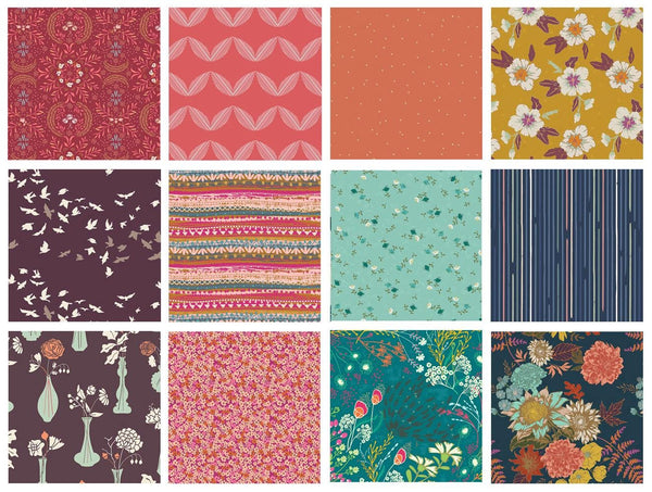 Brazenly Boho Curated Bundle | Gemstone Colored Fall Fabric Bundle | Modern Floral Fat Quarters | Art Gallery Fabrics