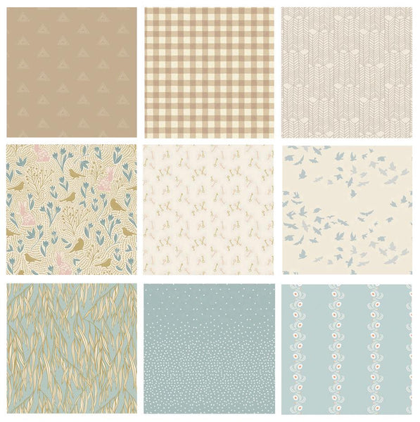The Height of Summer Curated Bundle | Bees Birds Blue Beige | Soft Colors | Various Art Gallery Fabrics and Designers