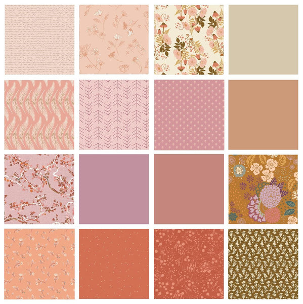 Gumdrop Forest Curated Bundle | Boho Quilt Fabrics | Sienna Pink Orange Floral Quilt | Earthy Colors | Various AGF Prints and Solids