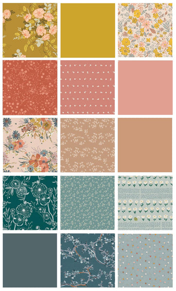 With Great Enthusiasm Curated Bundle | Blue Green Gold Fabrics | Various AGF Designers and Collections