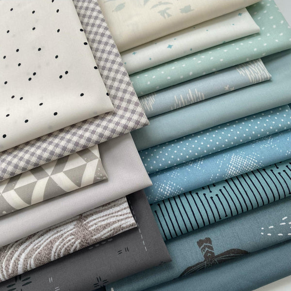 Moody Blues Curated Bundle | Monochromatic Colors | Dusty Blue Gray | Various AGF Prints and Solids