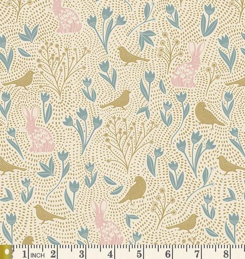 Feeling Serene Curated Bundle | Pastel Colors | Pink Blue Quilt Fabrics with Birds Rabbits | Various Art Gallery Fabrics and Designers