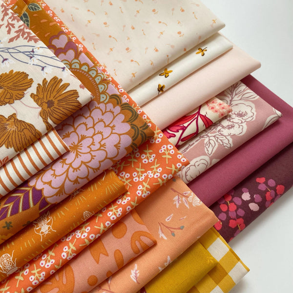Early Riser Curated Bundle | Gold Peach Floral Quilt Fabrics | Various Art Gallery Fabrics and Designers