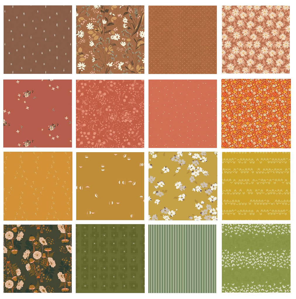 Autumn Festival Curated Bundle | Boho Quilt Fabrics | Sienna Green Orange Gold Fall Quilt | Various AGF Designers and Collections