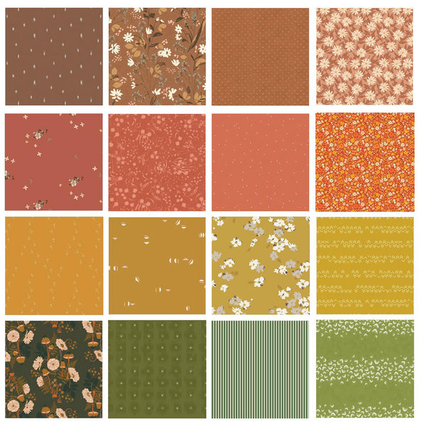 Autumn Festival Curated Bundle | Boho Quilt Fabrics | Sienna Green Orange Gold Fall Quilt | Various AGF Designers and Collections