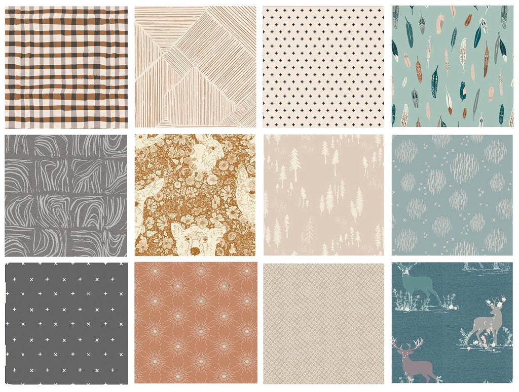 Deep in the Woods Curated Bundle | Forest Animals | Masculine Colors | Fat Quarters for Men and Boys | Various Art Gallery Fabrics