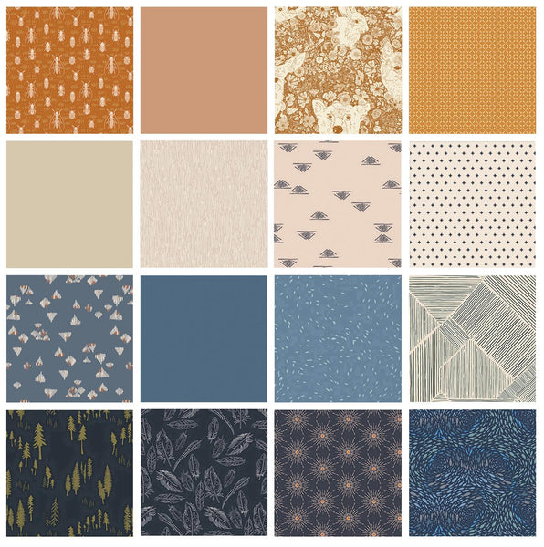Full Moon Curated Bundle | Woodland Animals | Navy Blue Brown | Various AGF Prints and Solids