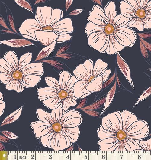 Feathers and Ferns Curated Quilt Bundle | Sharon Holland Maureen Cracknell | Flowers Bees | Navy Pink Sienna | Various Art Gallery Fabrics