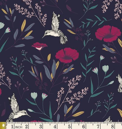 Midnight Bouquet Curated Bundle | Gemstone Colors Floral Fabrics | Garden Flowers | Mayfair | Navy Berry Pink | Art Gallery Fabrics