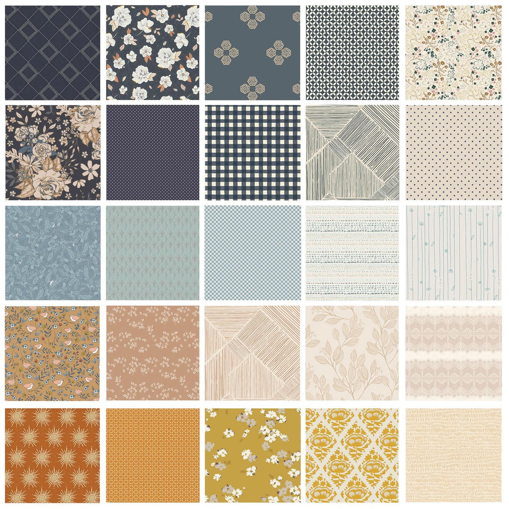 Memory Lane Curated Bundle | Blue Yellow Ivory Tan Fabrics | Various AGF Designers and Collections