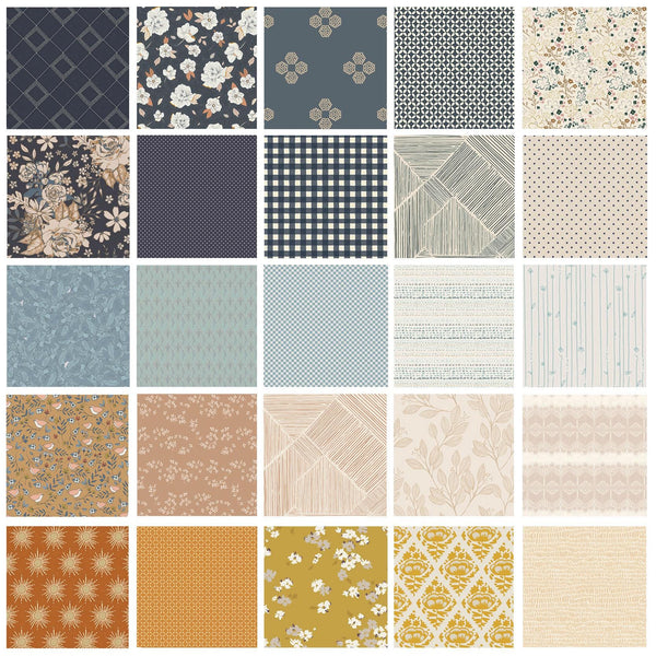 Memory Lane Curated Bundle | Blue Yellow Ivory Tan Fabrics | Various AGF Designers and Collections